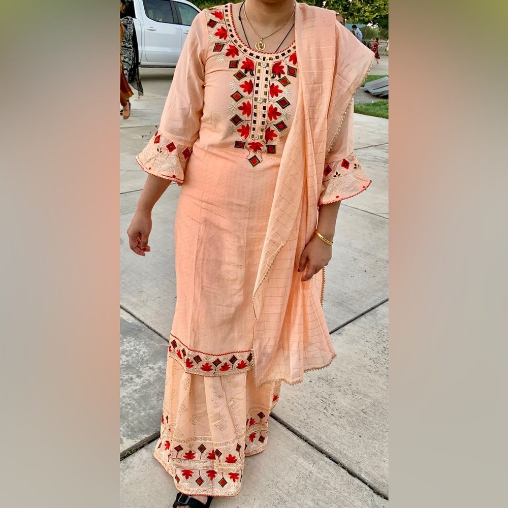 Orange sharara suit size 38